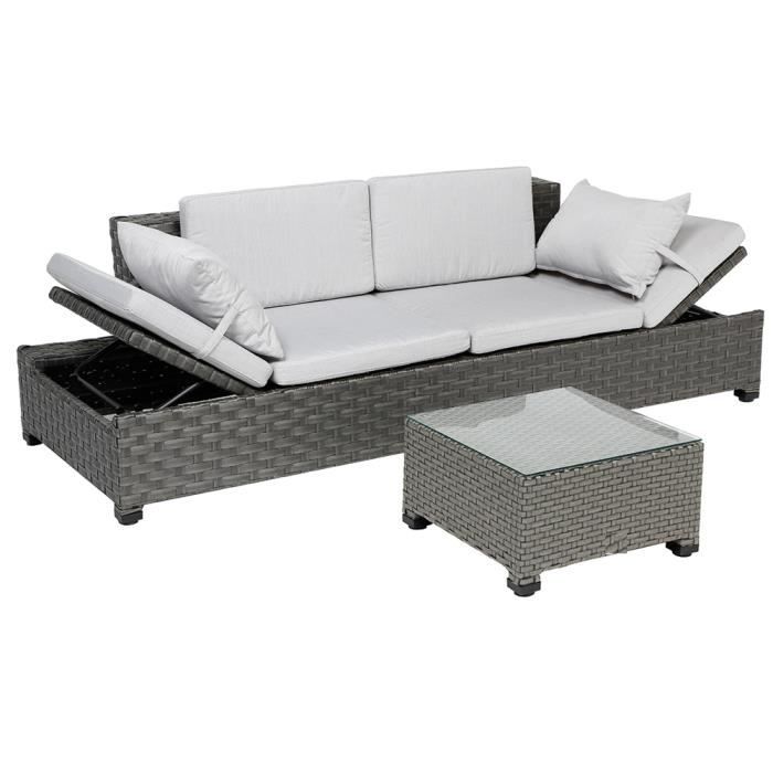 Salon De Jardin Avec Banquette Et 1 Table Basse Avec 4 Places