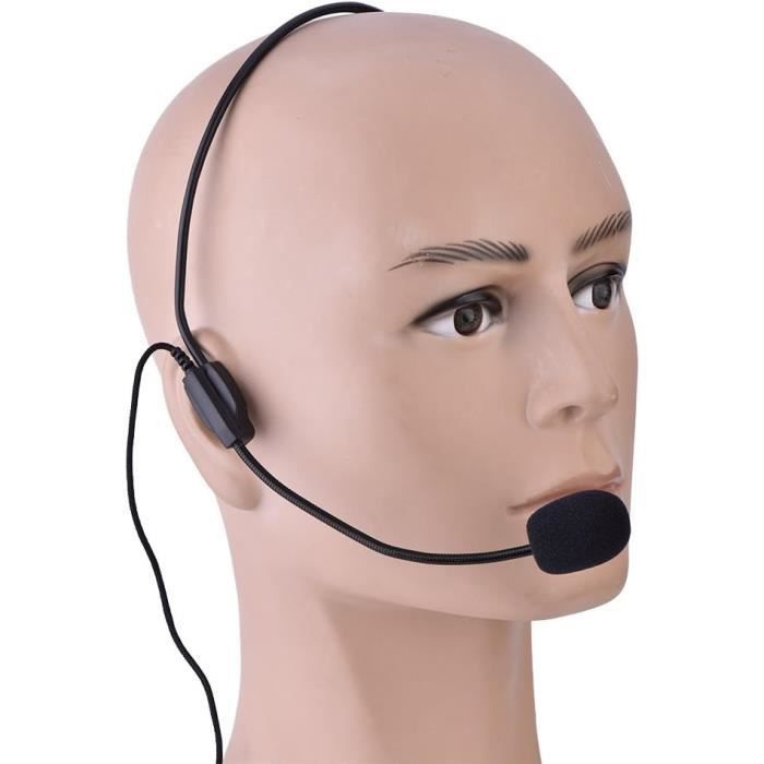 Faux Head Mic Microphone Casque Pour Chanter Noir Abs Mini 3.5Mm Tête Filaire Microphone À