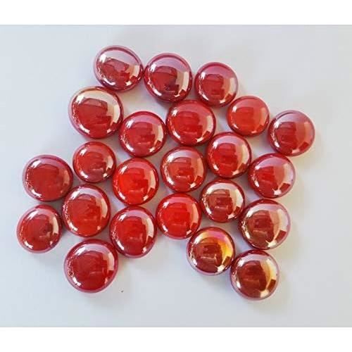 mesbilles - 20 Billes Plates Orange Glossy - Galet en Verre 16 mm mesbilles - 20 Billes Plates Orange Glossy - Galet en Verre 16 mm
