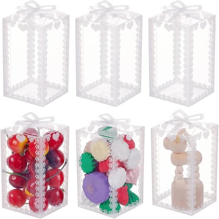 NBEADS Lot De 24 Boîtes Cadeaux Transparentes PVC 6x6x18cm - Boîtes Mariage, Fêtes Et Emballage Chocolats