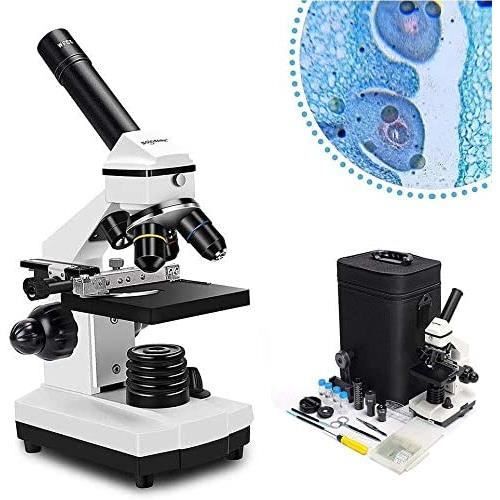 EMARTH - Microscope Pour Enfants Débutants 40x-1000x - Avec 52 Accessoires Scientifiques - Double Éclairage LED - Bleu Marine Petiscope Enfant