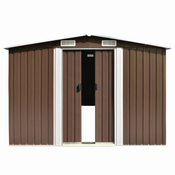 SURENHAP Cabanes | abris de jardin - Abri de jardin 257x298x178 cm Métal Marron - Meubles haut de gamme - J14851