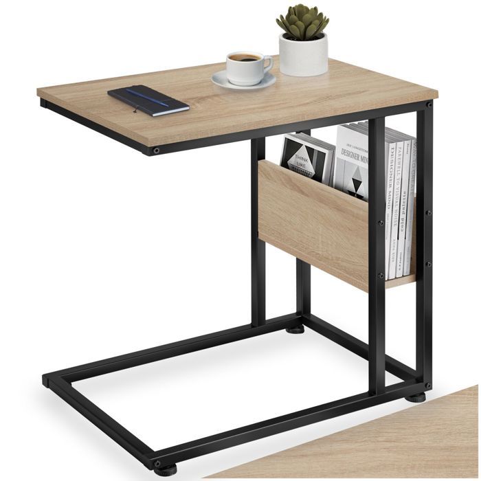 Table basse - TECTAKE - Table dappoint WIGAN au style industriel en bois MDF et acier 55 x 365 x 60 cm - Bois clair/Chêne sonoma