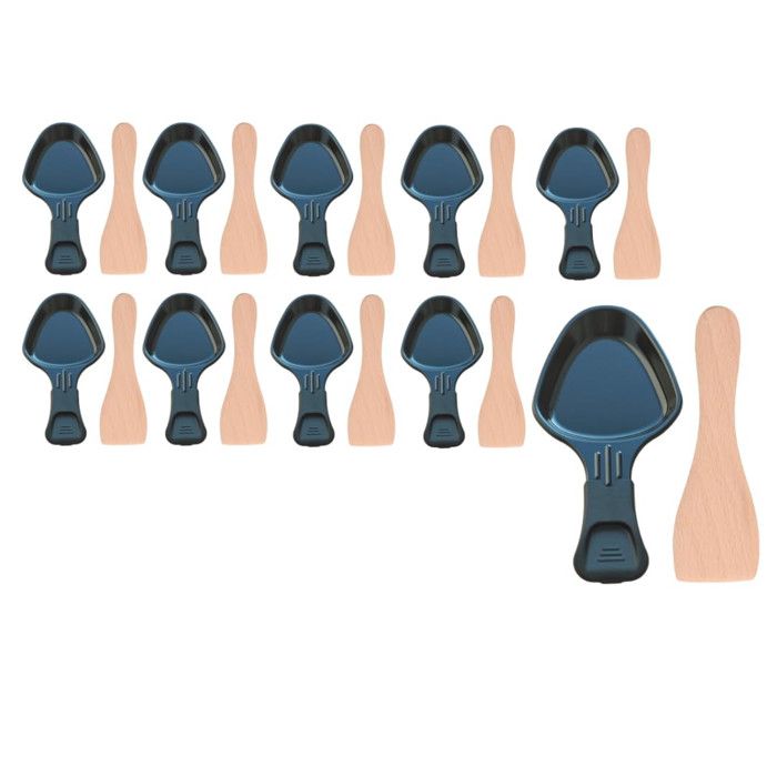 Lot de 10 coupelles à raclette et 10 pelles en bois pour Poêlon spatule raclette Raclette gril Wok AS306001 AS306003 TEFAL