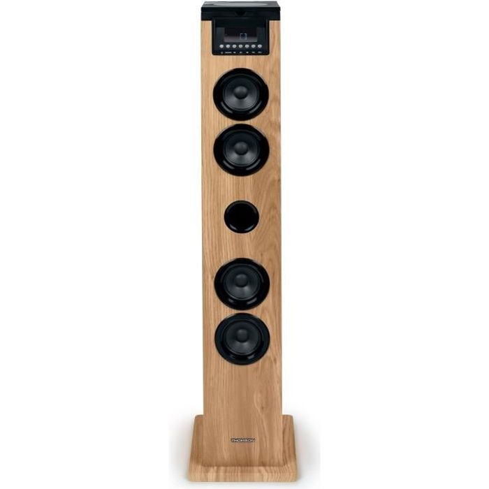 Tour haut-parleur - THOMSON - Noir/Bois - Bluetooth/CD/USB/SD 60W Radio FM Télécommande Alim. 230V