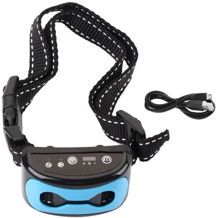 dispositif de contrôle des aboiements détection des aboiements avec collier anti-aboiements étanche et rechargeable (bleu)-gua