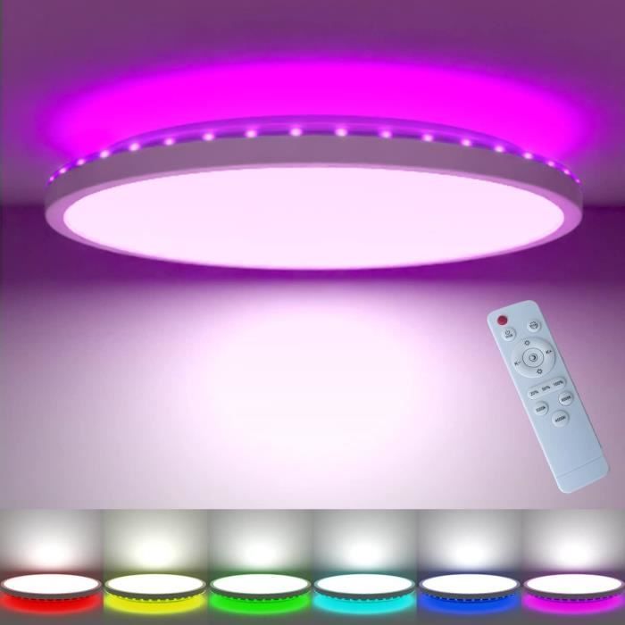 Plafonnier Led RGB 24W Dimmable,Luminaire Plafonnier avec  télécommande,couleur 3000K-6500K,éclairage de plafond chambre salon[O179] -  Cdiscount Maison