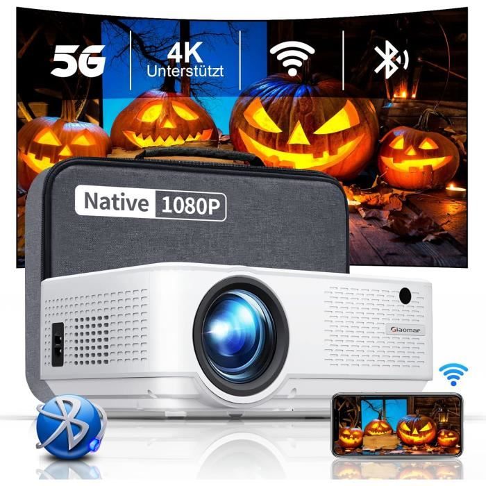 Projecteur AKIYO 16000 Lumens Full HD 1080P Natif - WiFi 5G Bluetooth, Support 4K, Trépied Inclus - Idéal Home Cinéma