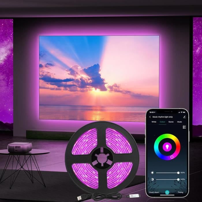 Ruban Led Smart Wifi Bande Led 5M Rgb Multicolore App-Vocale Contrôle ...
