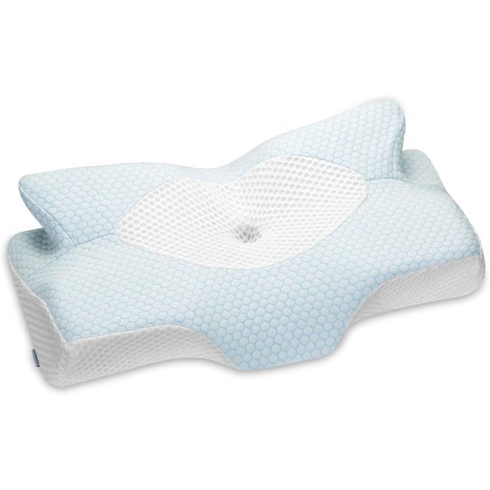 Oreiller Ergonomique Côtédos JINXIA Oreiller Nuage Mousse Mémoire Forme - Soutien Cervical Pour Dormeurs Côté, Dos Et Ventre Oreiller Orthopédique Côté Dos Ventre