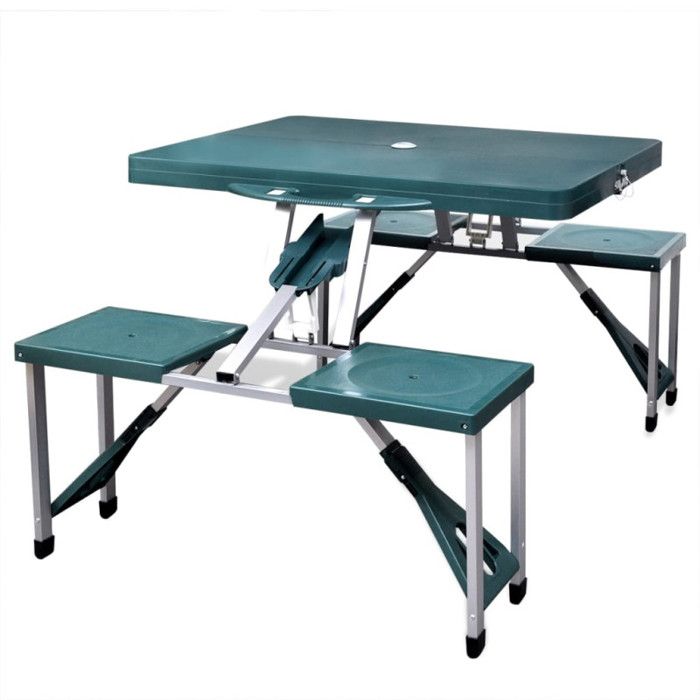 vidaXL Ensemble de Table Pliable de Camping avec 4 Tabourets Meuble à Manger Mobilier de Jardin Cuisine Patio Pique-nique 41456