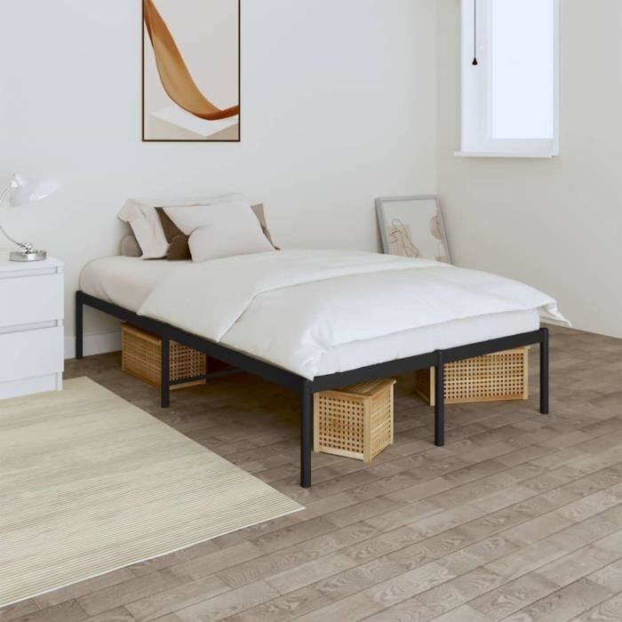 vidaXL Cadre de lit métal noir 120x190 cm 350843