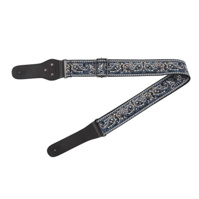 Sangle De Guitare Avec Extrémités En Cuir Réglable En Nylon