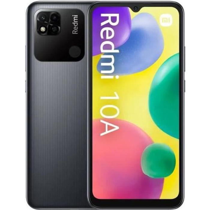 XIAOMI REDMI 10A Smartphone 4Go Ram 128Go Gris Rraphite écran Dot Drop 653 Batterie 5000 mAh Appareil photo 13MP
