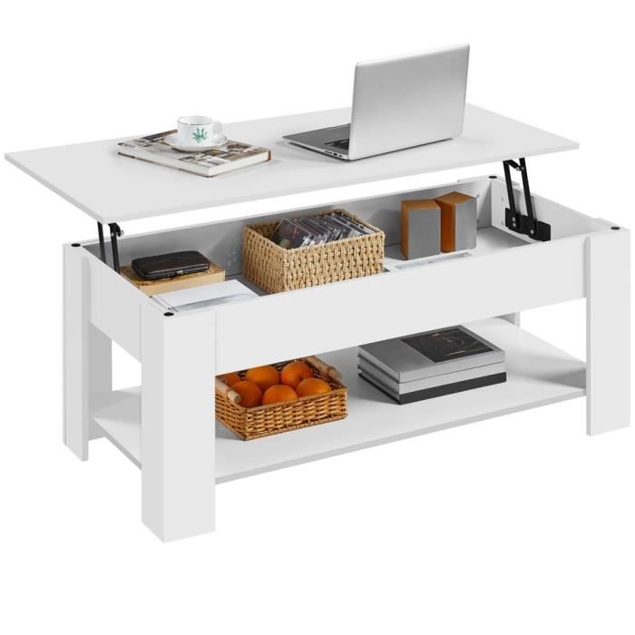 Yaheetech Table Basse Relevable Table de Salon avec Porte-Revues Table de Salle à Manger Industrielle 120 x 59 x 49 5 cm Blanche Yaheetech Table Basse Relevable Table de Salon avec Porte-Revues Table de Salle à Manger Industrielle 120 x 59 x 49 5 cm Blanche
