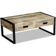 Vidaxl Table Basse Avec 2 Tiroirs Bois De Manguier Massif 100 X 60