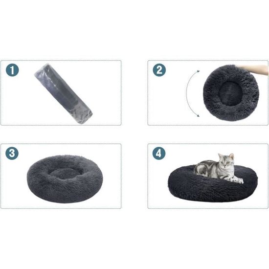 Panier Donut Pour Chien/chat Chickwin - 65x55x18 Cm - Bleu Verdâtre - Lavable, Antidérapant, Moelleux