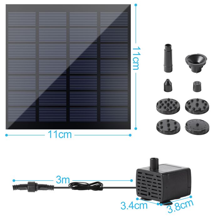 Pompe Solaire Submersible 150 L/H – Kit D’arrosage Pour Fontaine, étang, Piscine