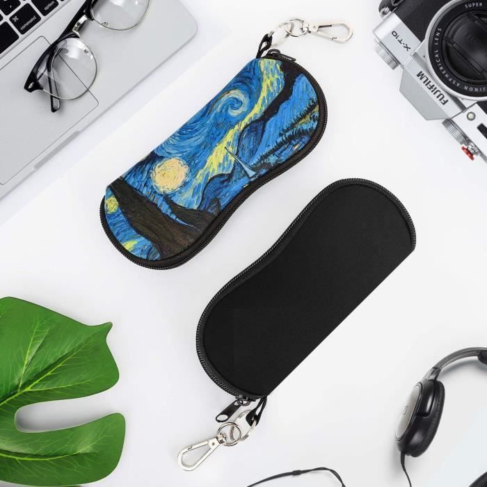 Lot De 2 Étuis à Lunettes MoKo En Néoprène - Pochette Souple Anti-Rayures Avec Mousqueton Portable Et Fermeture Éclair Pour Lunettes De Soleil Homme Femme