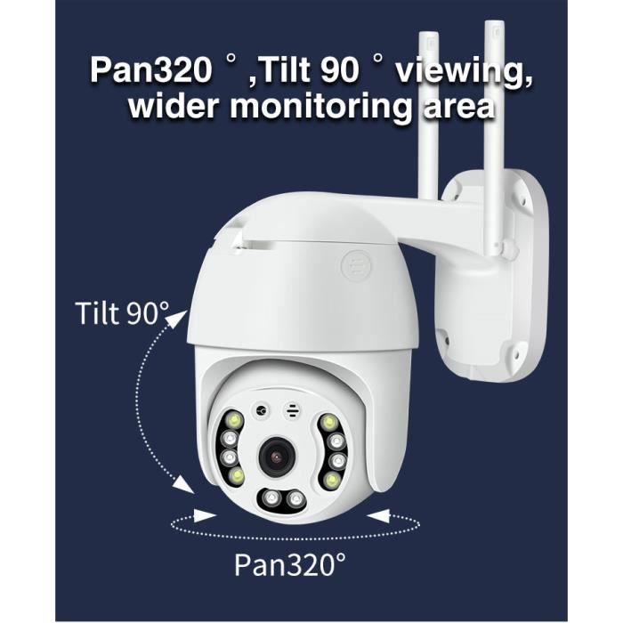 1080P HD IP Caméra Extérieur Motorisée PTZ Imperméable 10 LEDs Caméra de  Surveillance AP Hotspot WIFI Vision Nocturne 10-100M