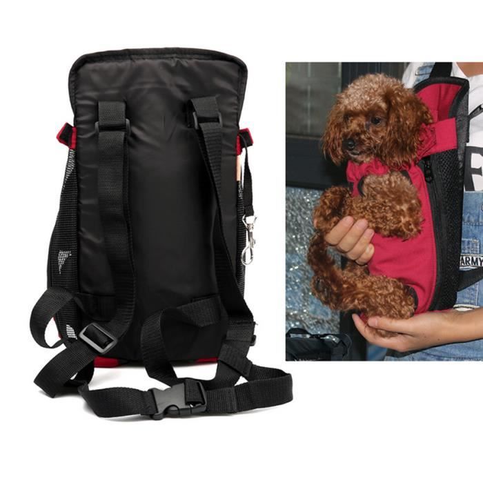 Petcomer Sac à Dos pour Chien Sac Ventral de Transport pour Chat Sac de  Voyage pour Petit Animaux Portable et Sûr (M, Rouge) 32*20