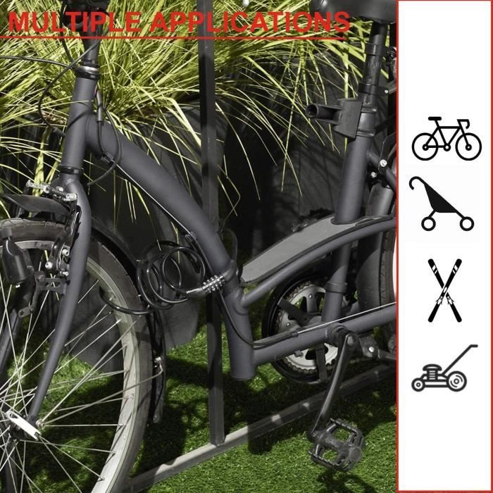 Antivol Vélo [1,8 m Câble] [Combinaison] [Extérieur] 8221EURDPRO