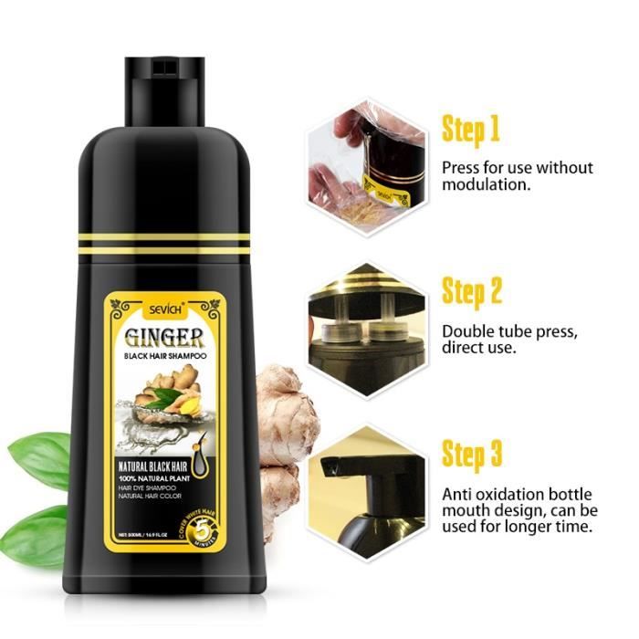 Noir 8 - Shampoing Colorant Permanent À Base De Plantes Pour Cheveux,  Teinture Rapide, Longue Durée, Organiqu