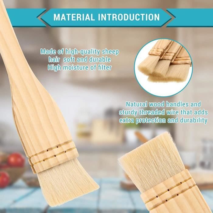 Lot de 3 pinceaux à pochoirs en bois en poils naturels pour peinture