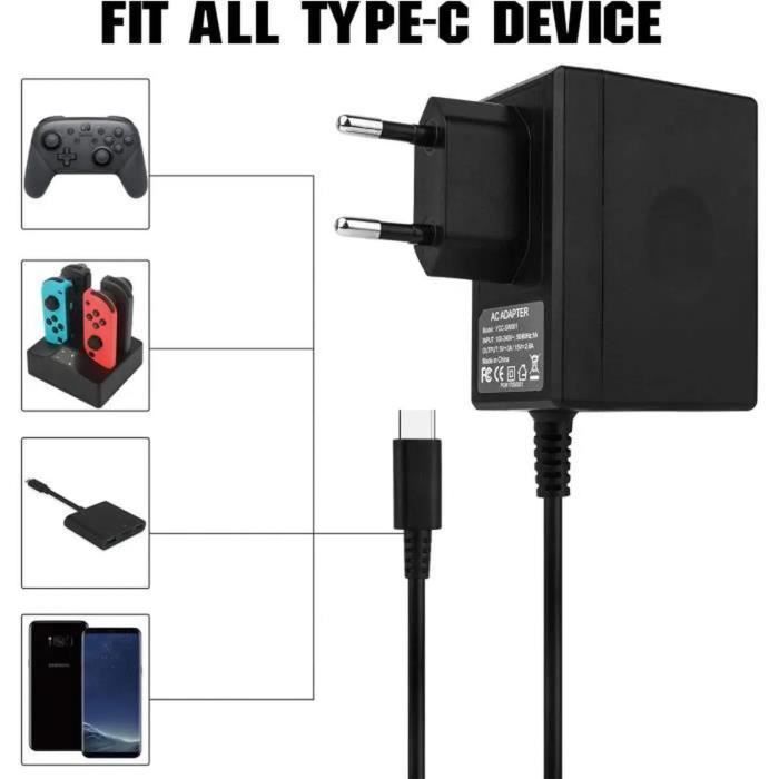 Pour Nintendo Switch/Switch Lite HS-SW701B chargeur Type-C/USB-C Interface  adaptateur secteur prise