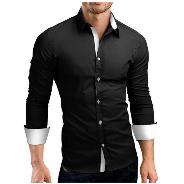 Chemise noire homme coupe droite outlet