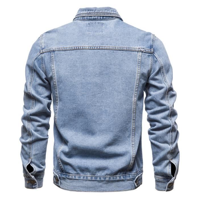 Veste en jean pour homme Marque de luxe Fourrure epaissie Slim fit Bleu Cdiscount Pret a Porter