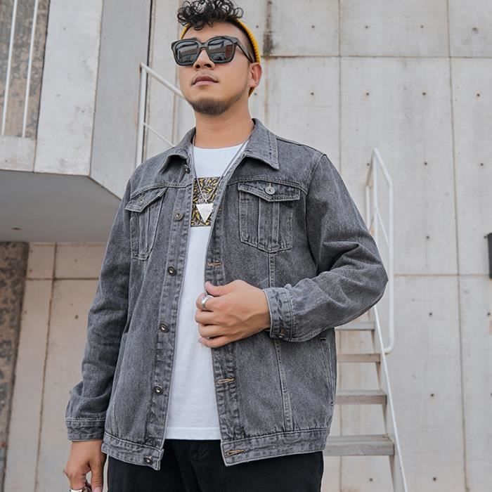 Homme Veste en Jean Veste Coton Denim Jacket Manche Longue Veste