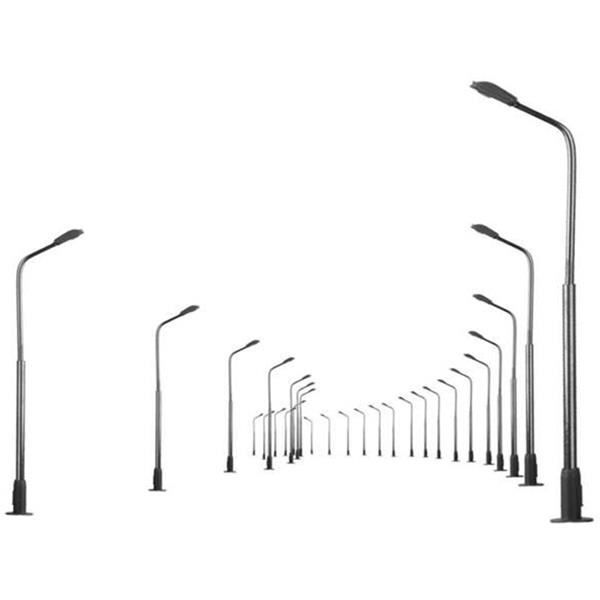 Rtxbvg 20 Réverbères LED 3V – Échelle HO 1:87, Blanc Brillant – Modélisme Ferroviaire, Métal, 10 Cm – Lot De 20
