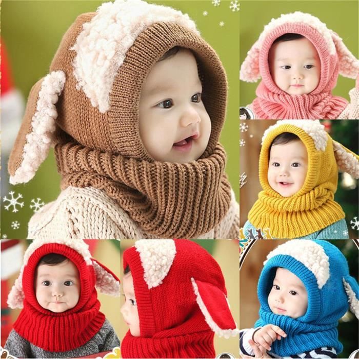 Rayson Chapeau et écharpes d'hiver pour enfants - Automne chaud et adorable  - Chapeau de lapin en peluche, marron, taille unique : : Mode