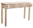 Meuble console, table console en bois sculpté coloris blanc vieilli - Longueur 120 x Profondeur 35 x Hauteur 80 cm-2