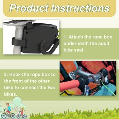 Corde De Remorquage Vélo Rétractable 2,5 M - Pour Adultes Et Enfants - Jusqu'à 120 Kg - Mousqueton Acier