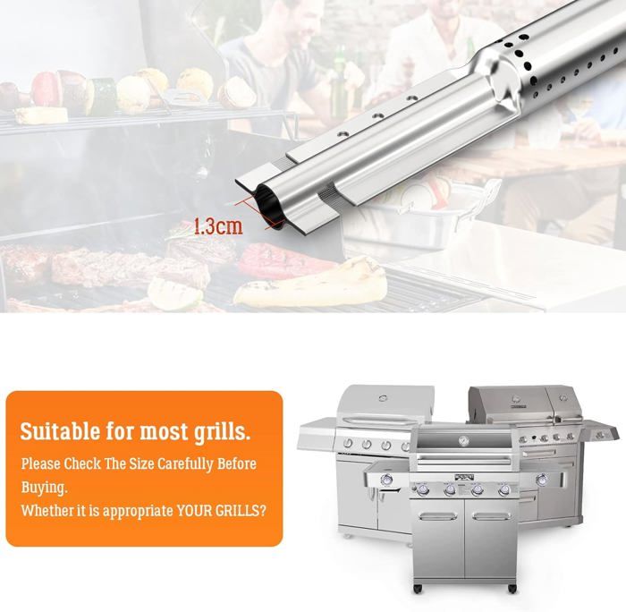 Lot De 3 Brûleurs Croisés Réglables Pour Barbecue à Gaz - Acier Inoxydable 304 - Longueur 12.7 à 24.1 Cm - Compatible Charbroil, Nexgrill - 7
