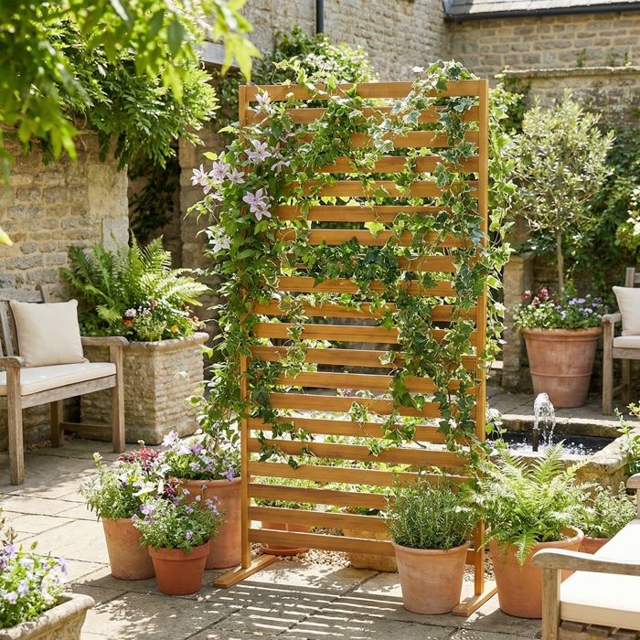 Brise-vue bois - claustra paravent extrieur - Outsunny - panneau occultant  avec treillis pour plante grimpante - marron - Cdiscount Jardin