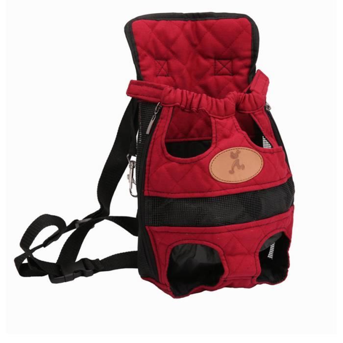 Petcomer Sac à Dos pour Chien Sac Ventral de Transport pour Chat Sac de  Voyage pour Petit Animaux Portable et Sûr (M, Rouge) 32*20
