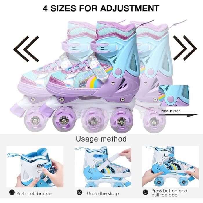 Rollers LED Réglables Patins à Roulettes Enfants HUDORA My First Quad LED - Sécurité Et Fun Rollers Débutants Abec 3