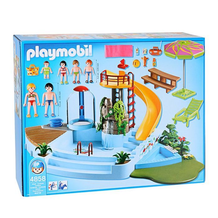 PLAYMOBIL 4858 Piscine et toboggan - Cdiscount Jeux - Jouets