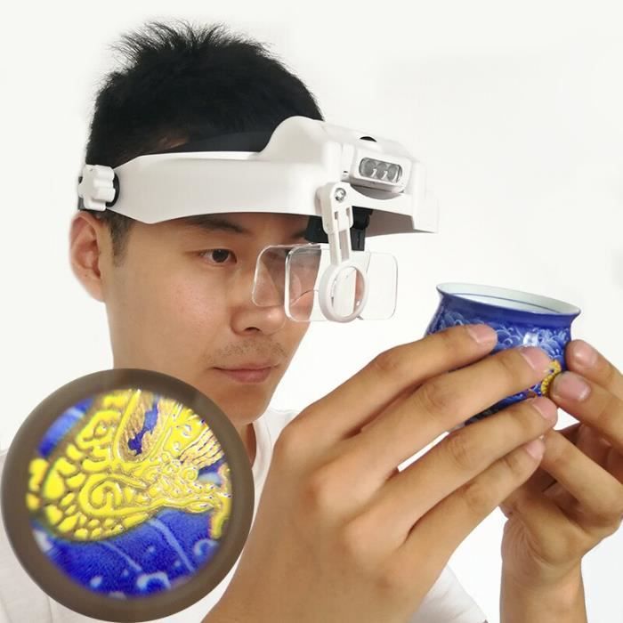 LUNETTE LOUPE Loupe dentaire de casque 1.0X 1.5X 2.0X 2.5X 3.5X 8X lentille Interchangeable lumiere LED troisieme main Achat Vente lunettes de lecture Cdiscount