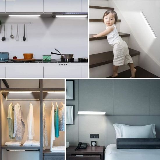 Lampe de Placard,lumiere placard,LED Lumi/ère dArmoire D/étecteur de Mouvement USB Rechargeable pour Placard Armoire Escalier Penderie Cuisine Tiroi