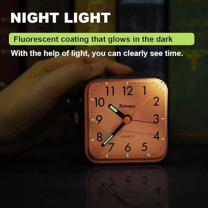 Réveil Analogique Fisura – Noir Et Jaune, Sans Tic-tac, Avec LED, Message 'late But Great', 11,7x5,5x16 Cm