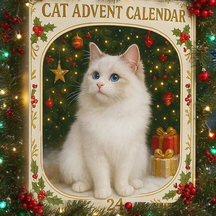 Calendrier De L'Avent Chat 2025 - 24 Pendentifs Acrylique à Suspendre - Décoration De Noël Pour Amoureux Des Chats