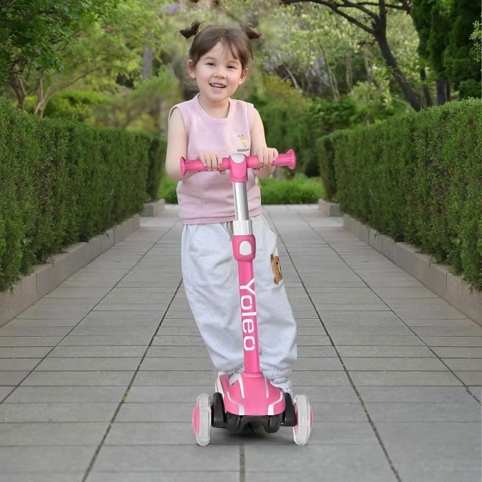 Trottinette Enfant 5-en-1 Évolutive 3 Roues LED – Siège Amovible, Guidon Réglable 60-95 Cm, Dès 18 Mois (Coccinelle)