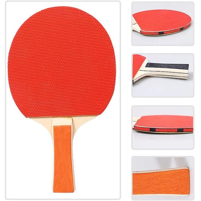 Set de Ping Pong - JJA - 2 Raquettes - 3 Balles - Rouge et Noir