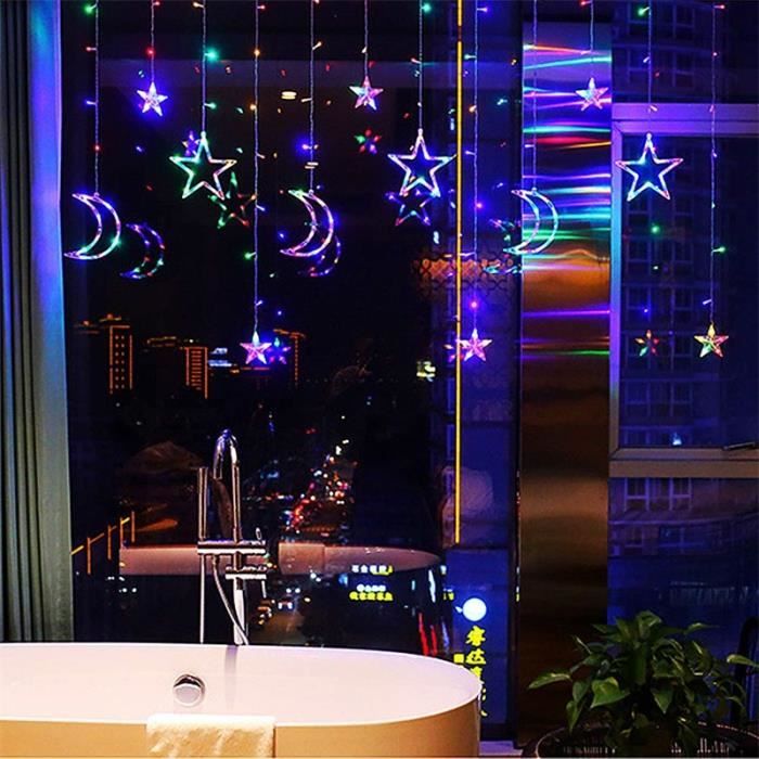 Chaud - Rideau lumineux LED avec étoile lunaire, Guirlande lumineuse pour  noël, Pour l'intérieur, Pour vacanc - Cdiscount Maison