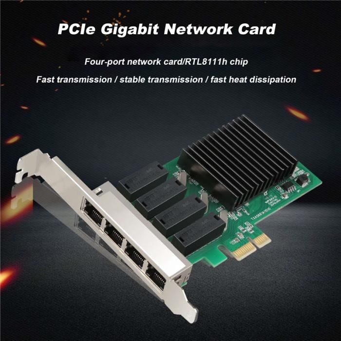Scheda Di Rete PCIe Gigabit ST7387 – 4 Porte RJ45 Con Chip RTL8111H, Installazione PCIe X1