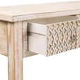 Meuble console, table console en bois sculpté coloris blanc vieilli - Longueur 120 x Profondeur 35 x Hauteur 80 cm-4